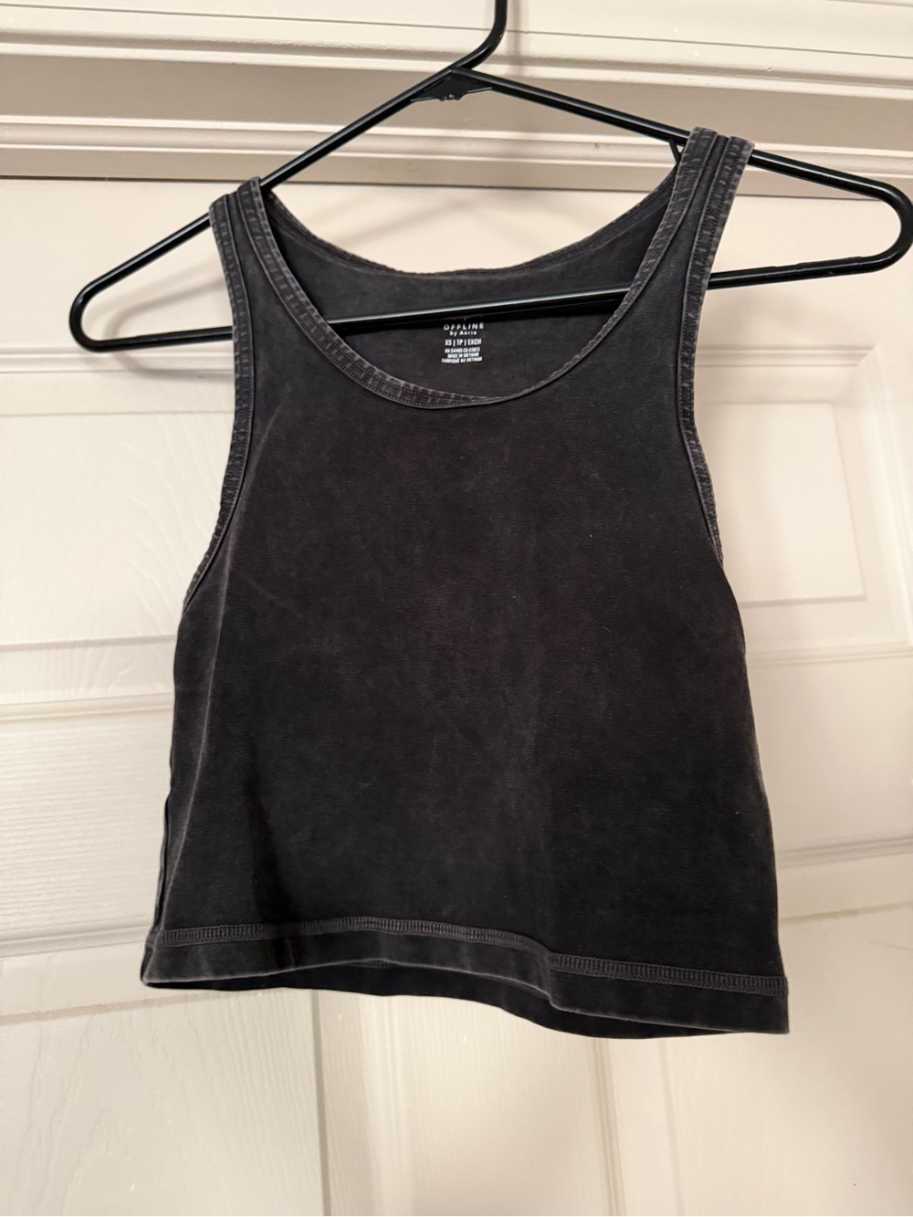 Aerie Offline Washed Black Crop Tank and Biker Shorts Set